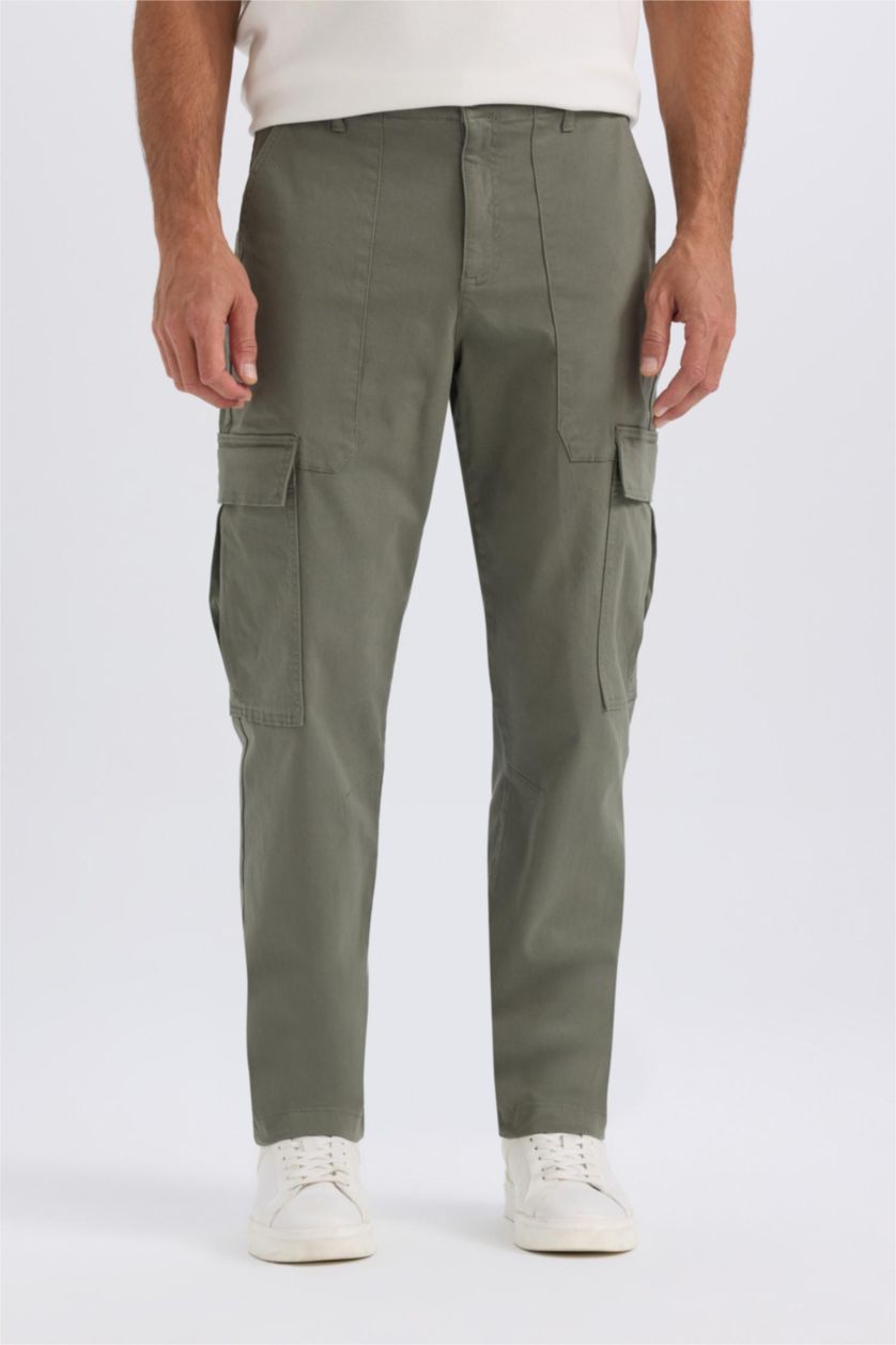 Erkek Haki Yazlık Kargo Cepli Düz Paça Pantolon