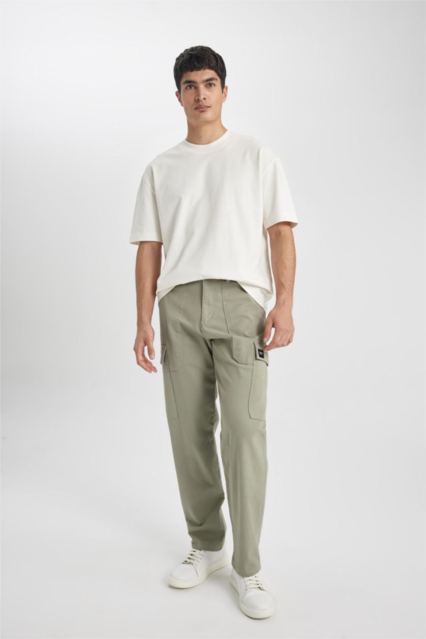 MAN Green Cargo Fit Regular Hem Trousers