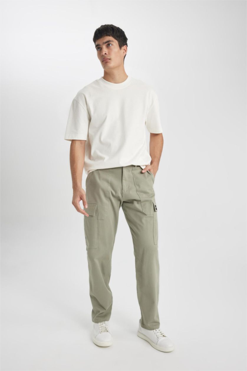 MAN Green Cargo Fit Regular Hem Trousers