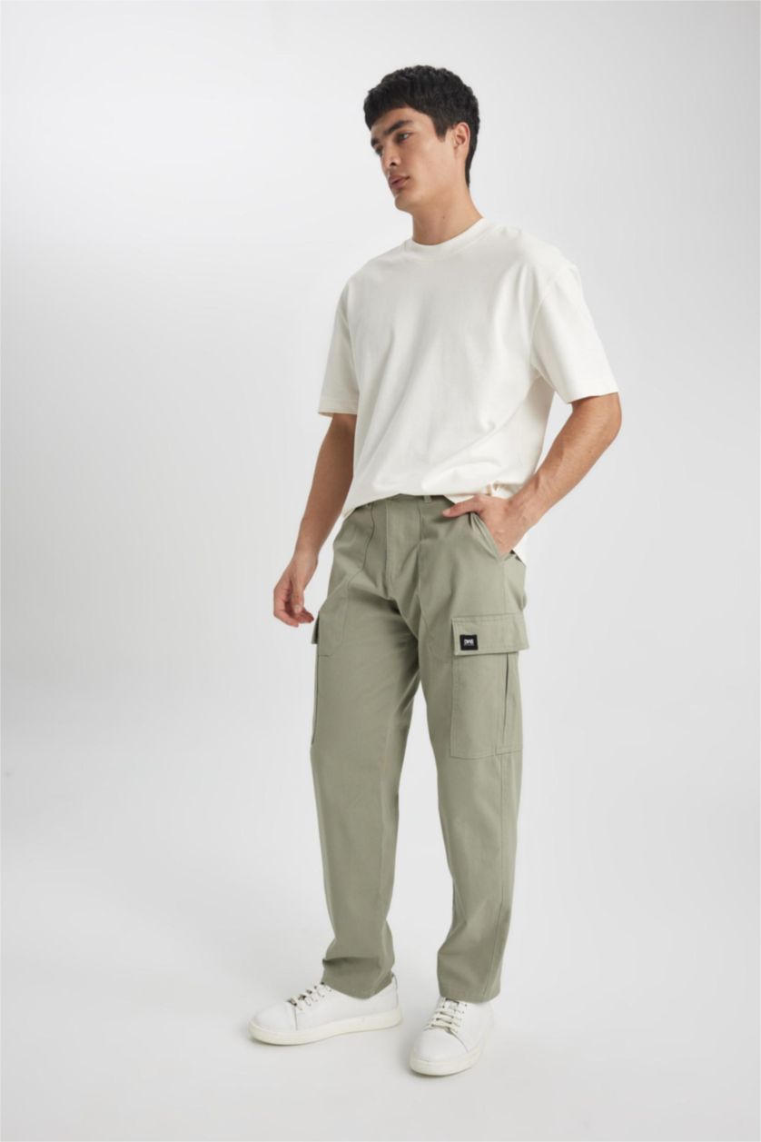 MAN Green Cargo Fit Regular Hem Trousers