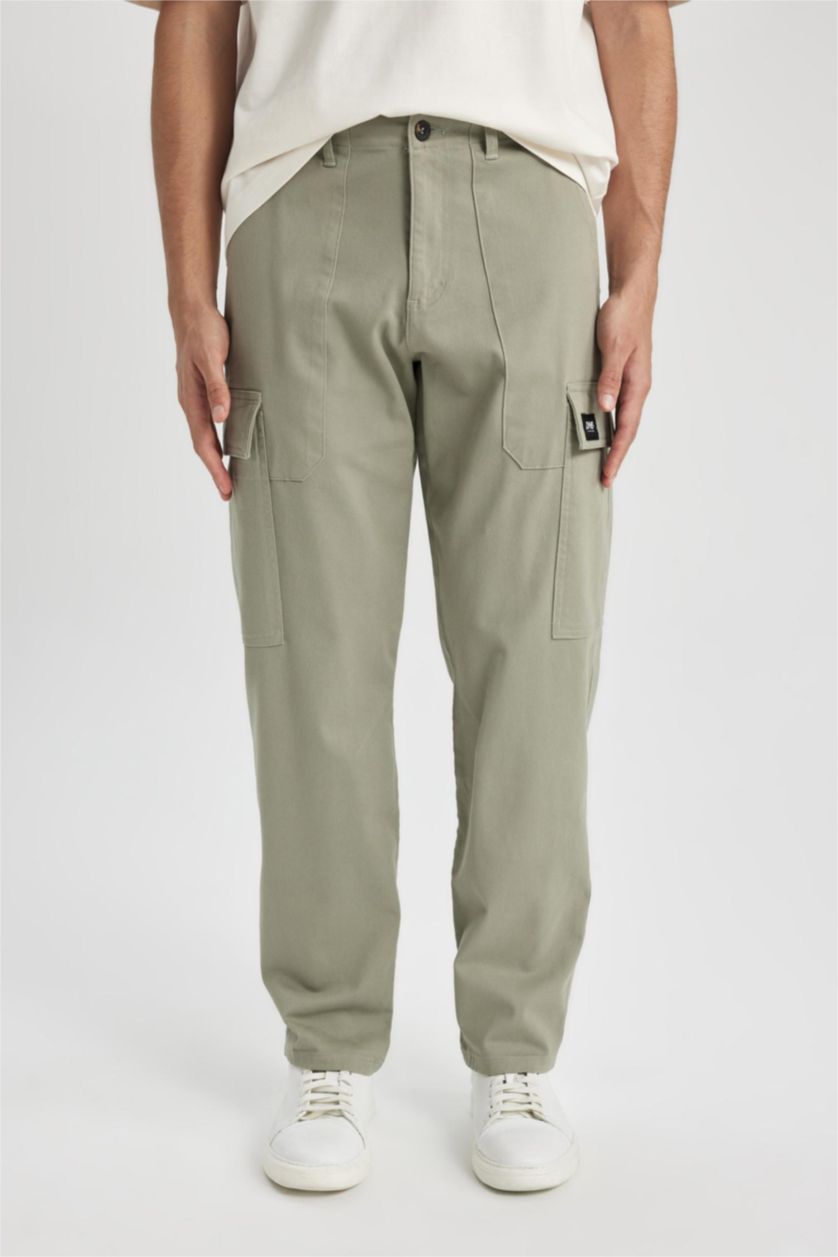 MAN Green Cargo Fit Regular Hem Trousers