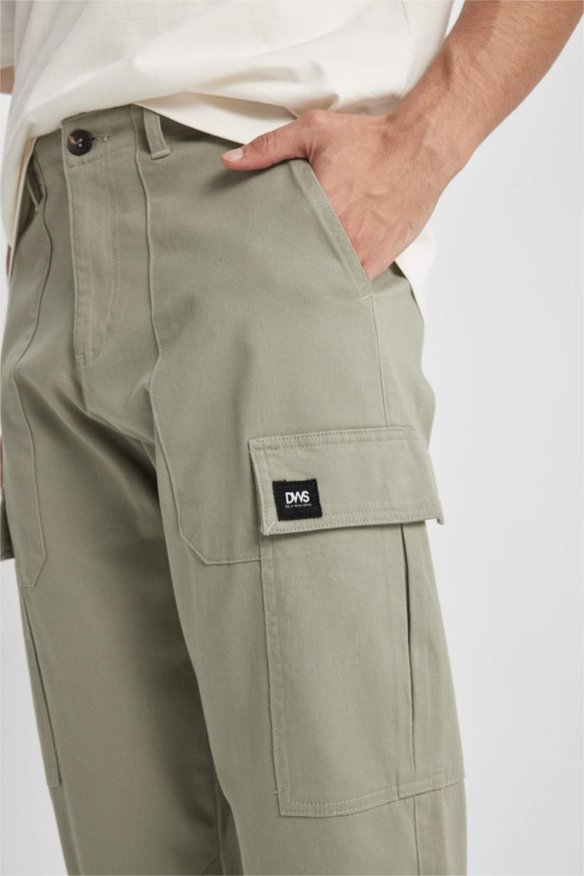 MAN Green Cargo Fit Regular Hem Trousers
