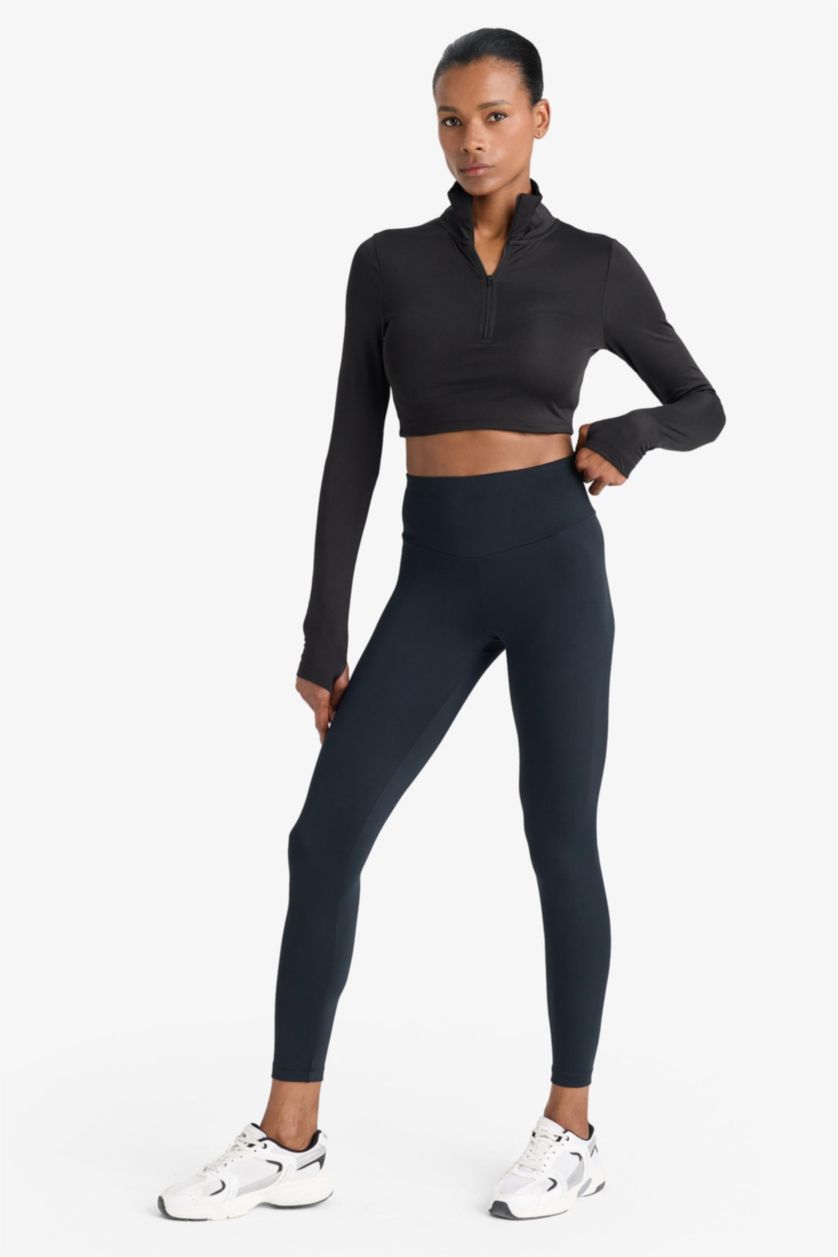 WOMAN Black DeFactoFit High Waist Printed Stretchy Sports Leggings