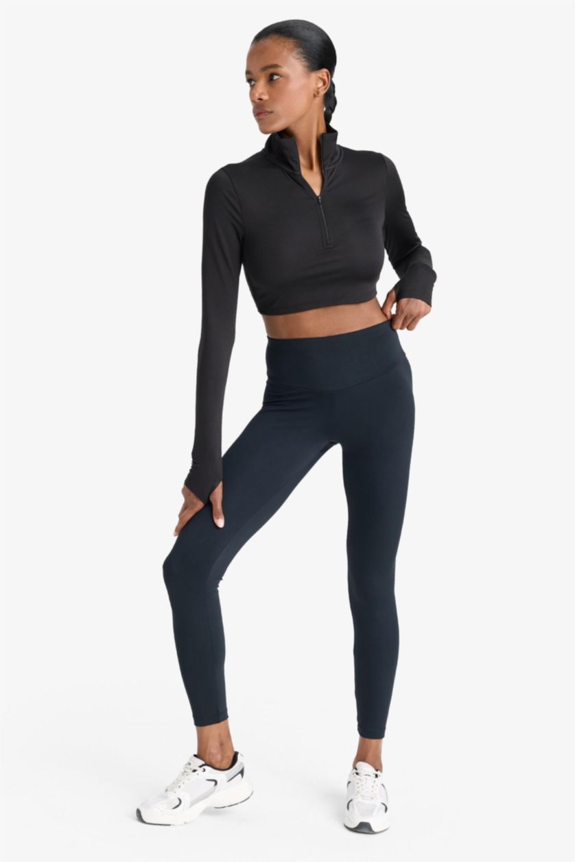 WOMAN Black DeFactoFit High Waist Printed Stretchy Sports Leggings