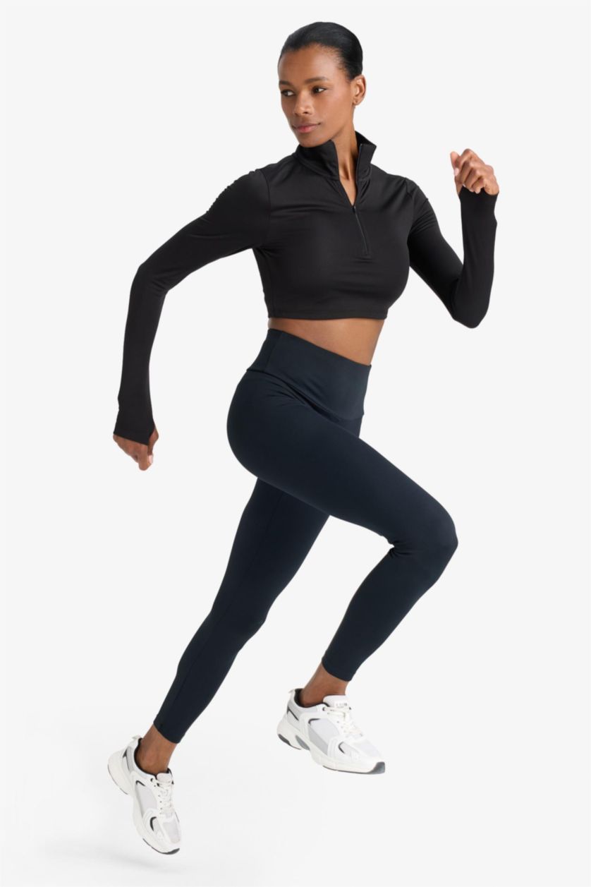 WOMAN Black DeFactoFit High Waist Printed Stretchy Sports Leggings
