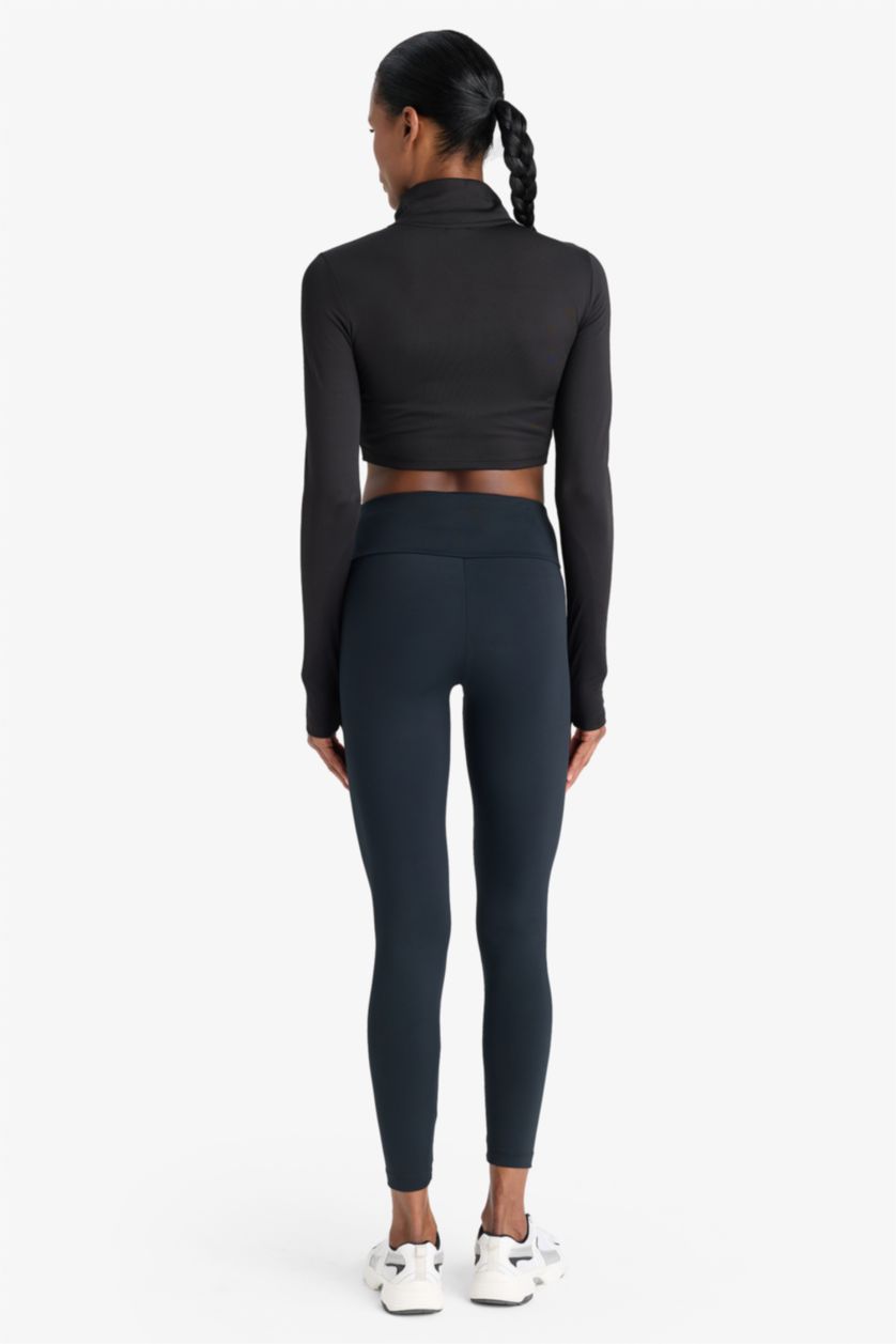 WOMAN Black DeFactoFit High Waist Printed Stretchy Sports Leggings