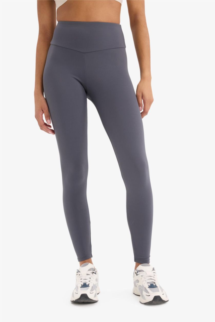 Woman Anthracite DeFactoFit High Waist Flexible Basic Sports Leggings