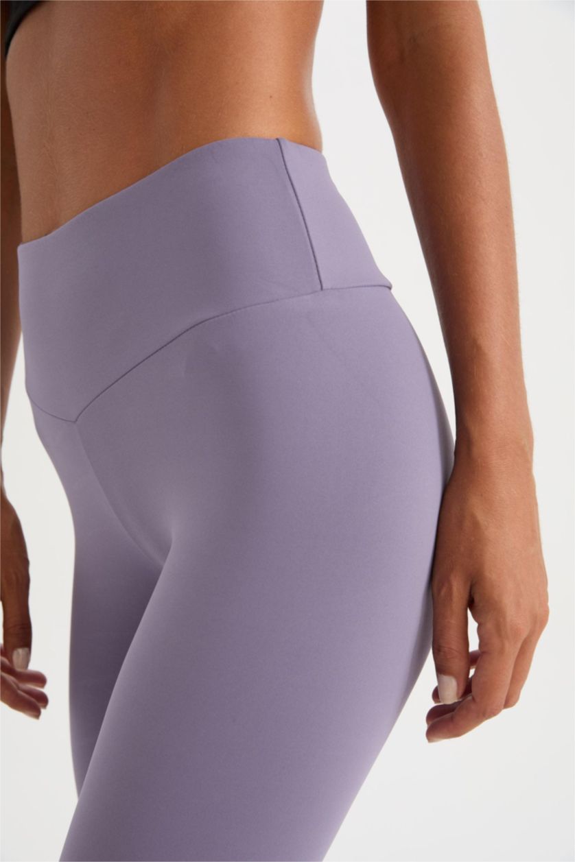 Kadın Açık Mor Toparlayıcı Yüksek Bel Esnek Kumaş Basic Sporcu Tayt