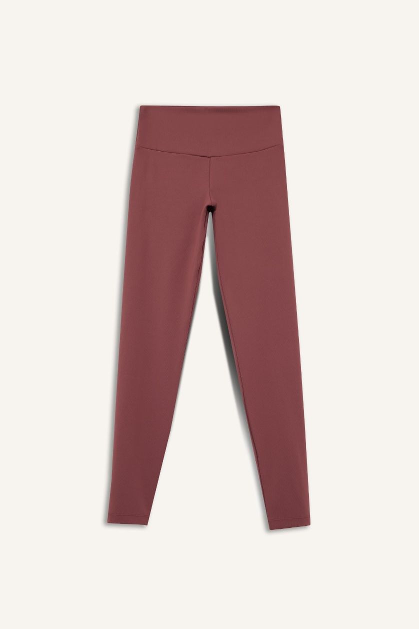 Kadın Açık Bordo Yüksek Bel Beli Saran Tayt