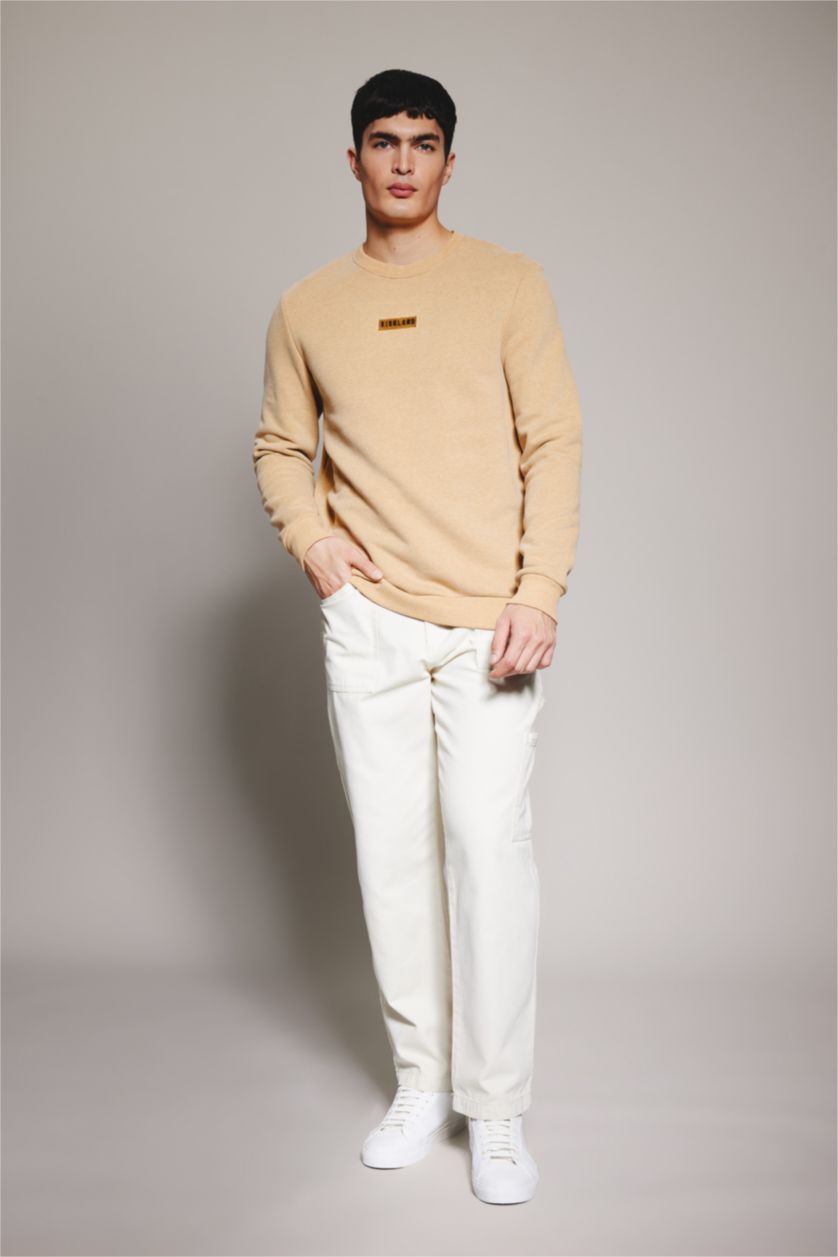 رجال ميلانج بيج سويت شيرت قصة عادية بياخة مستديرة