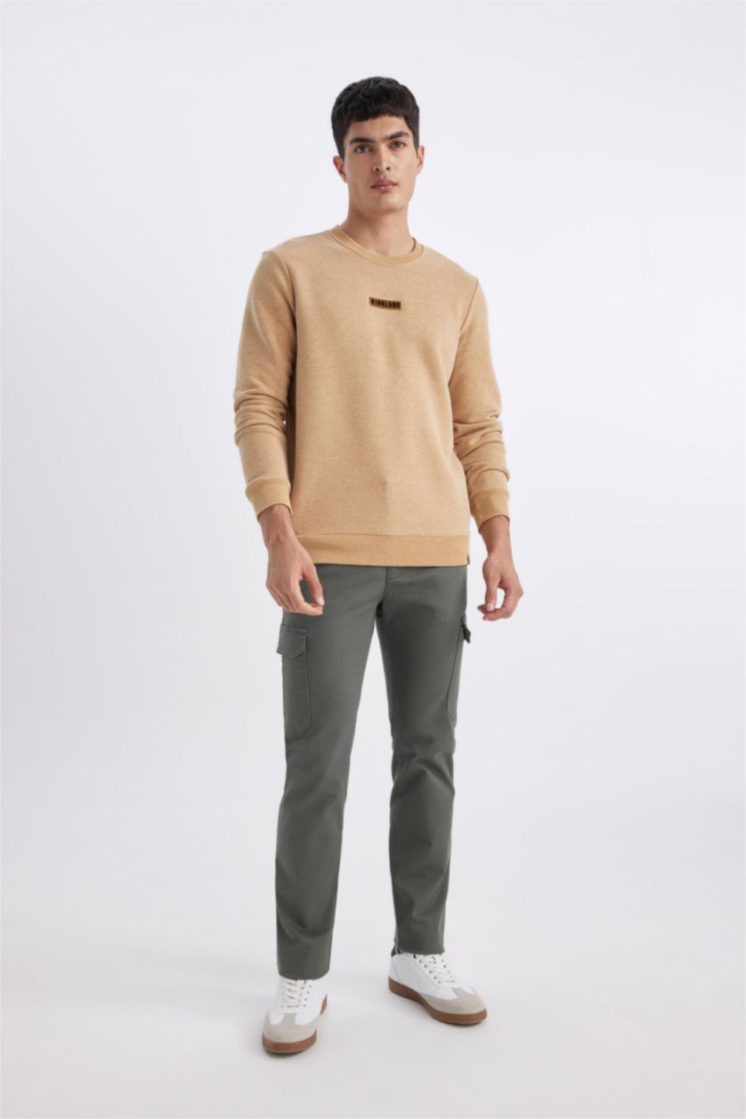 رجال ميلانج بيج سويت شيرت قصة عادية بياخة مستديرة