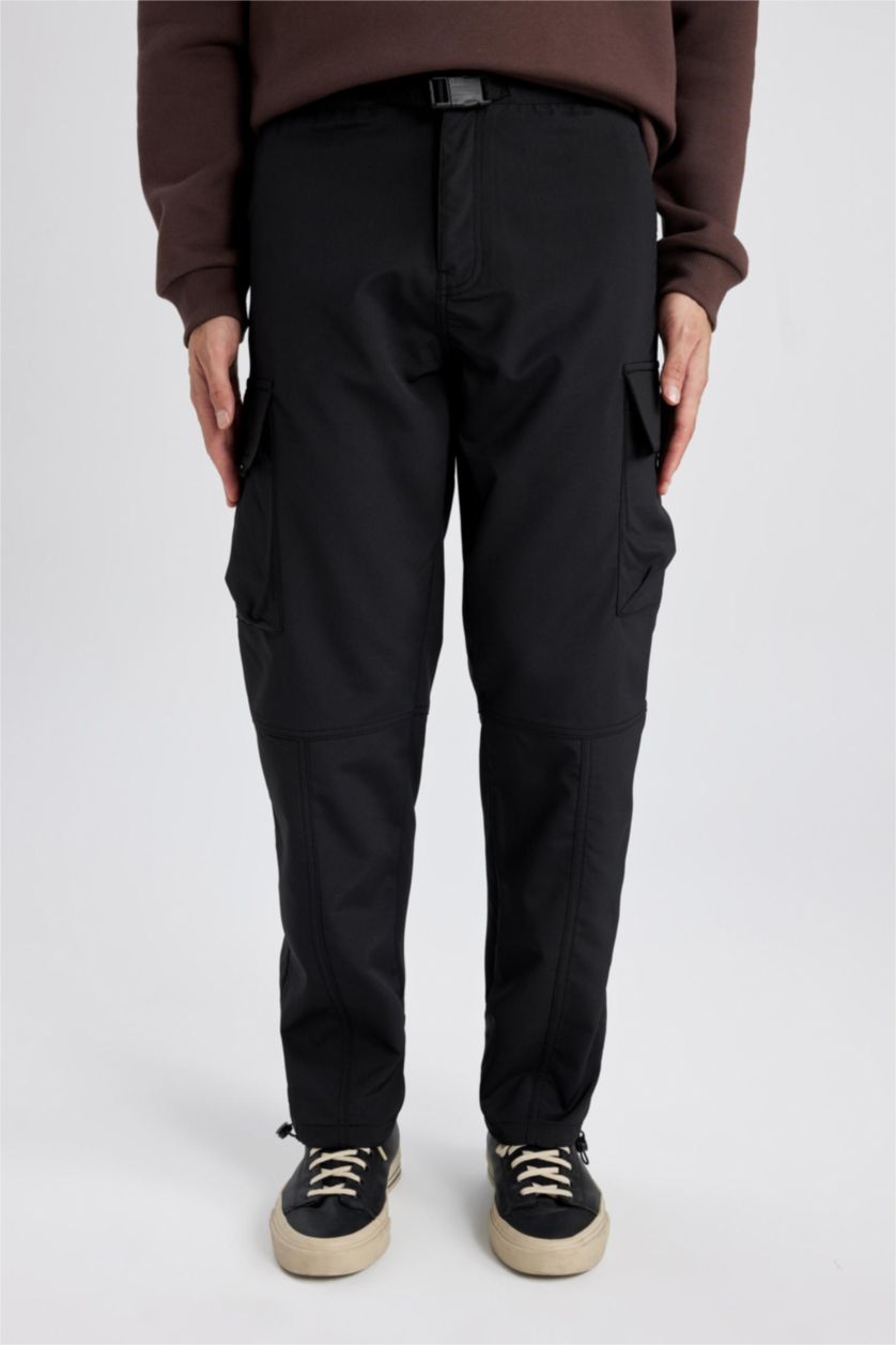 رجالي أسود بنطلون قصة مريحة