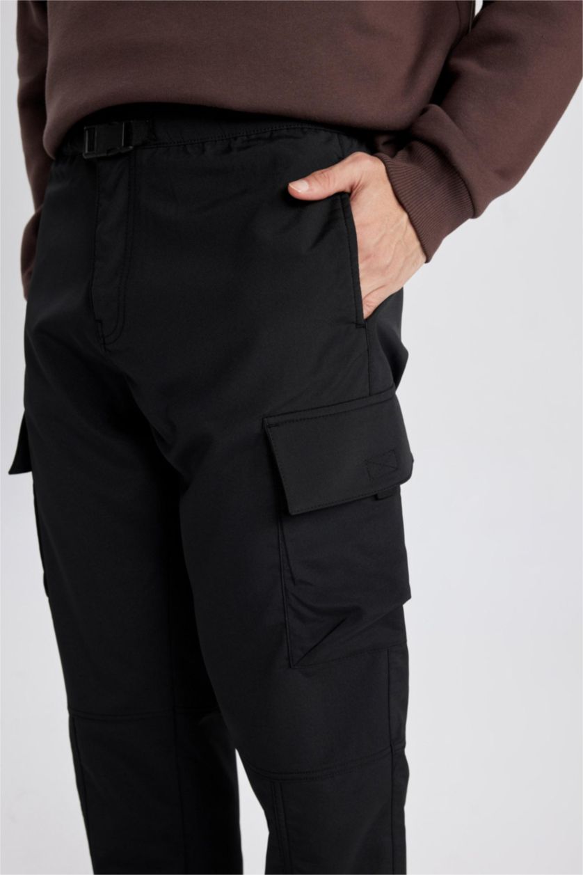 رجالي أسود بنطلون قصة مريحة