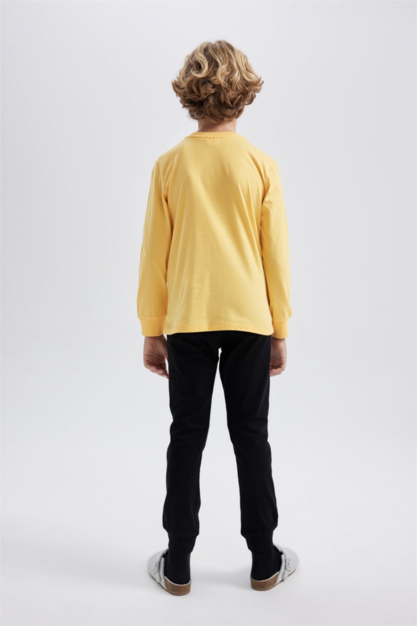 أولادي أصفر طقم بيجاما اولادي قصة عادية من سمايلي - قطعتين