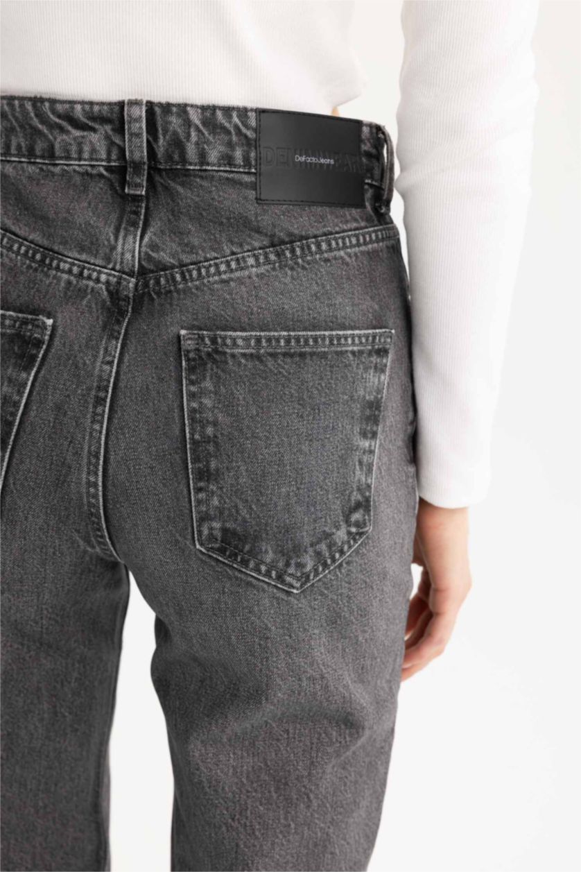 WOMAN Grey Wide Leg High Waist Ankle Length Jeans