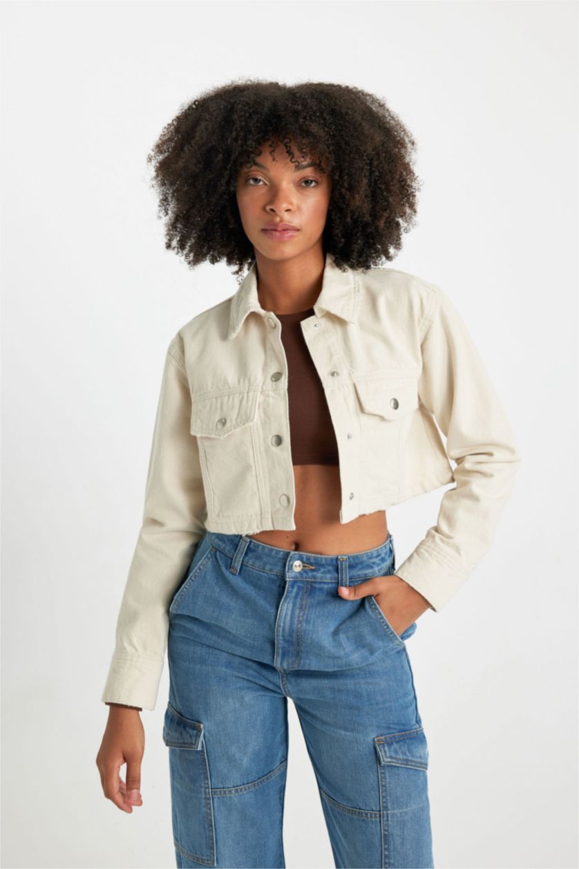 Женская Бежевый Рубашка оверсайз из габардина