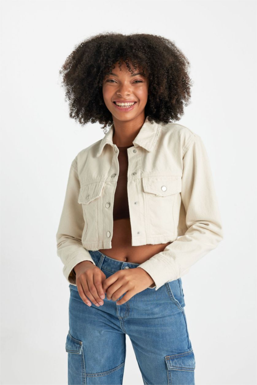 Женская Бежевый Рубашка оверсайз из габардина