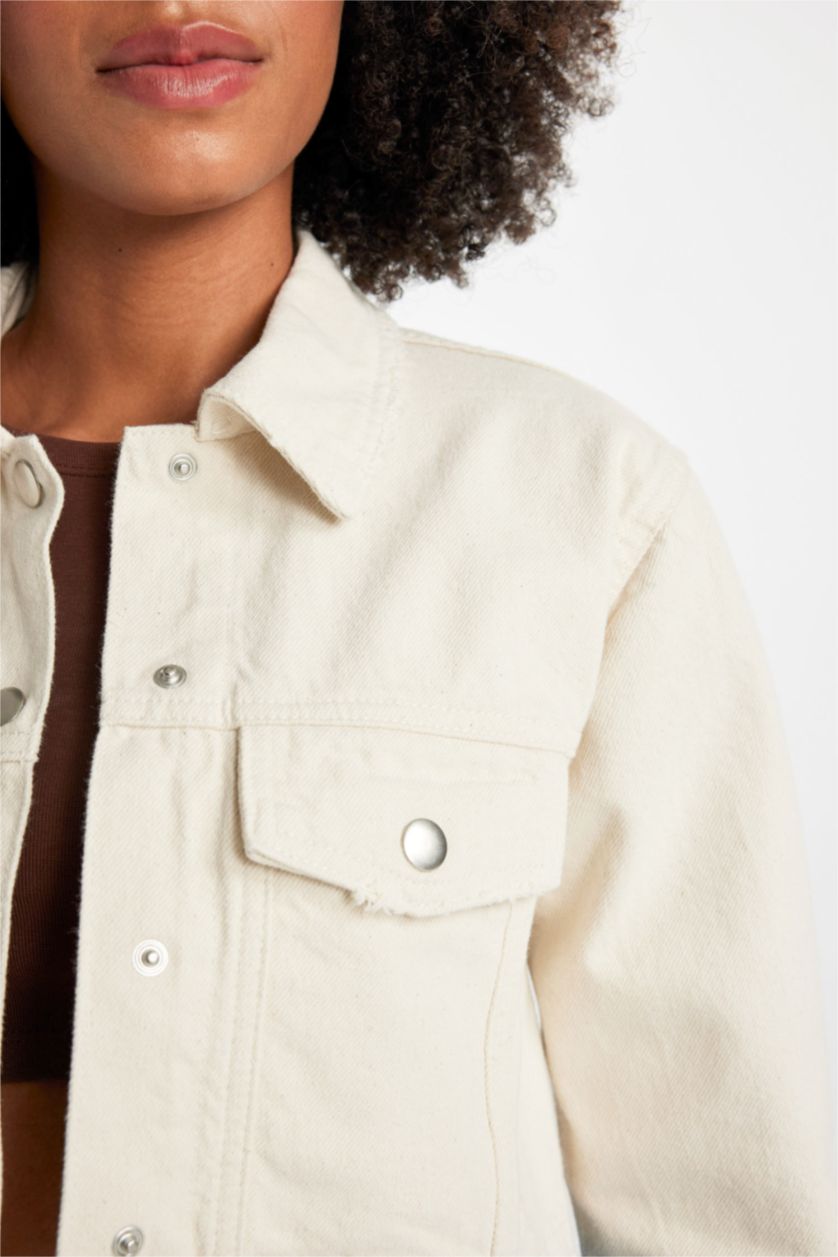 Женская Бежевый Рубашка оверсайз из габардина