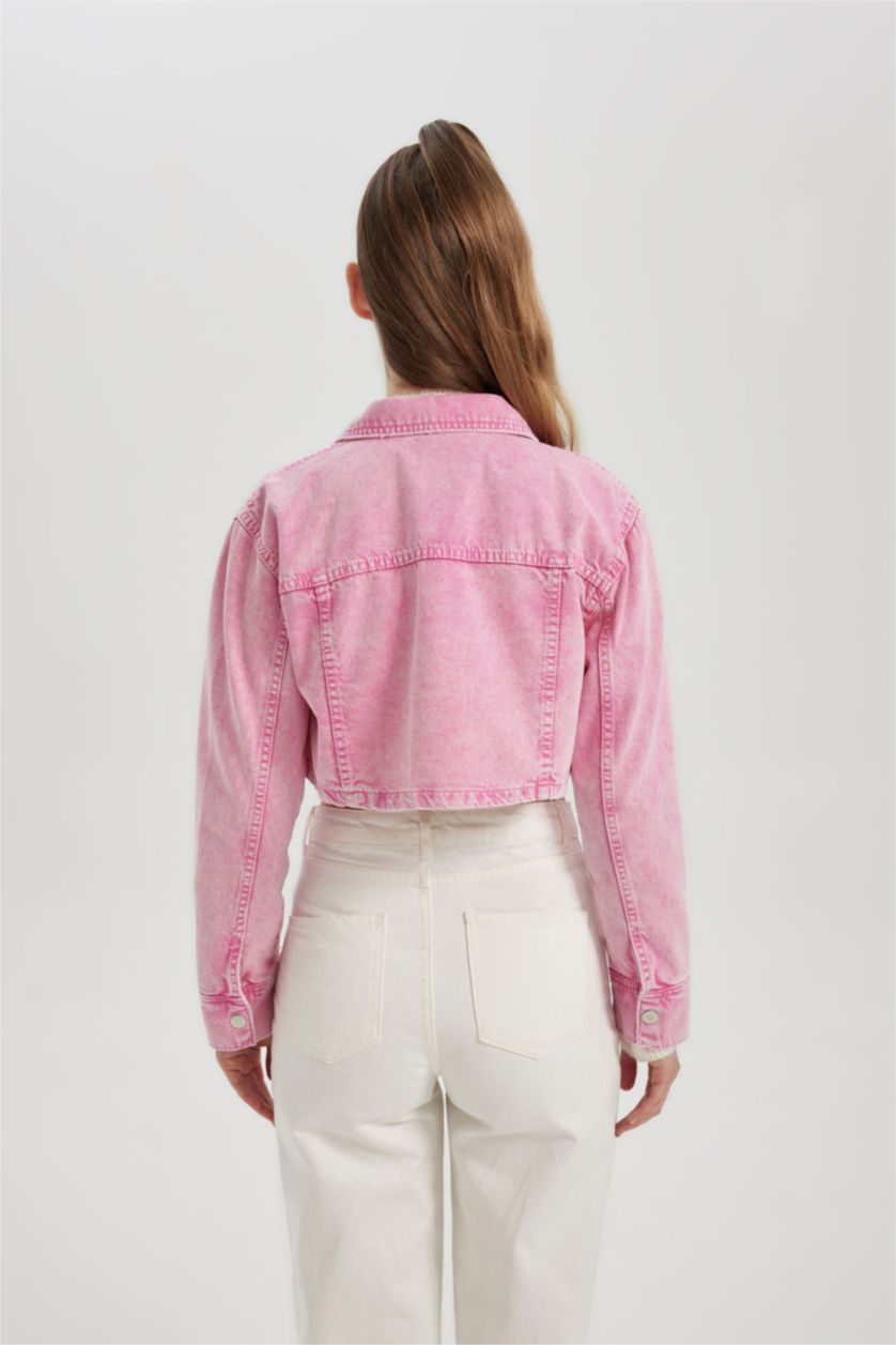 FEMME Rose Chemise courte oversize rose en gabardine