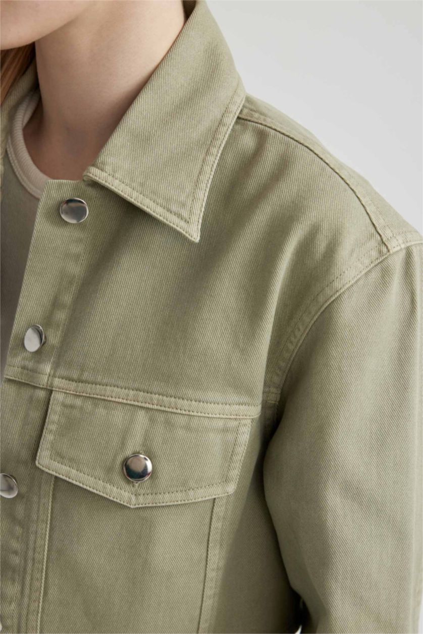 Әйелдерге Жеңіл хаки Coool үлкен пішім Ұзын жеңді көйлек