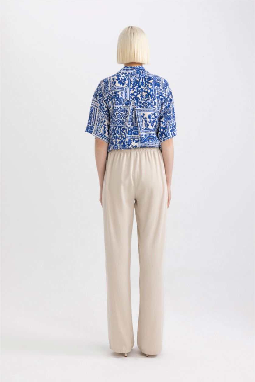 Әйелдерге Сұр тік пішім зығыр қоспасы кең етек Шалбар