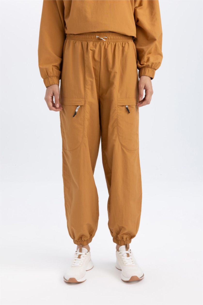 Woman Camel DeFactoFit Loose Fit Double Pocket Jogger Leg Standard Size Sweatpants