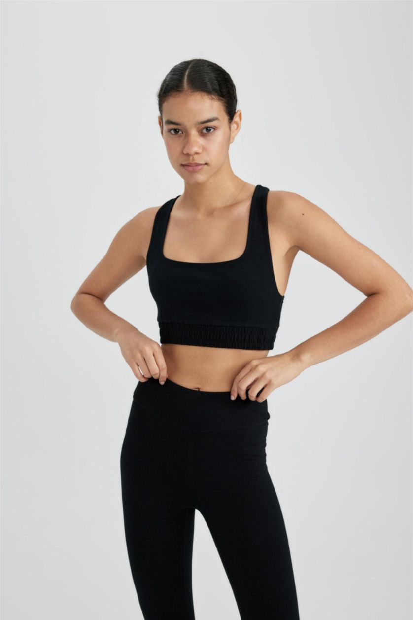 FEMME Noir Brassière de sport en coton à col rond de DeFactoFit