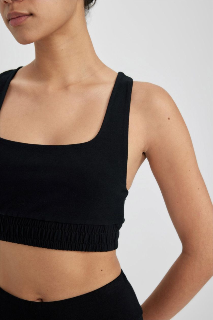 FEMME Noir Brassière de sport en coton à col rond de DeFactoFit