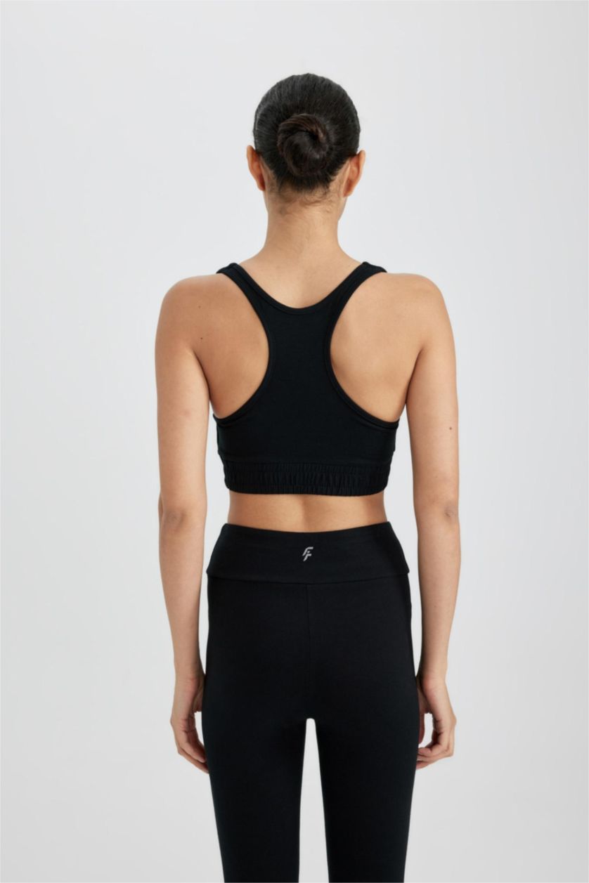 FEMME Noir Brassière de sport en coton à col rond de DeFactoFit