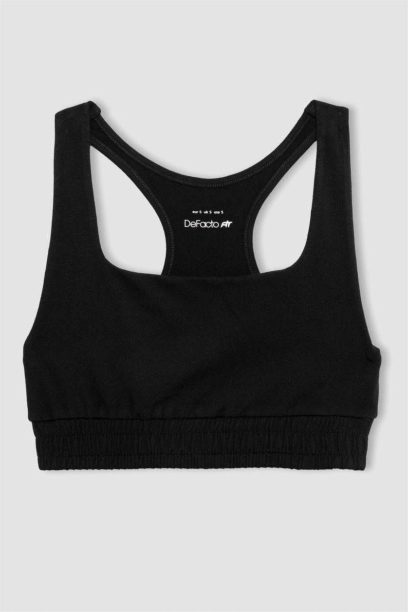 FEMME Noir Brassière de sport en coton à col rond de DeFactoFit