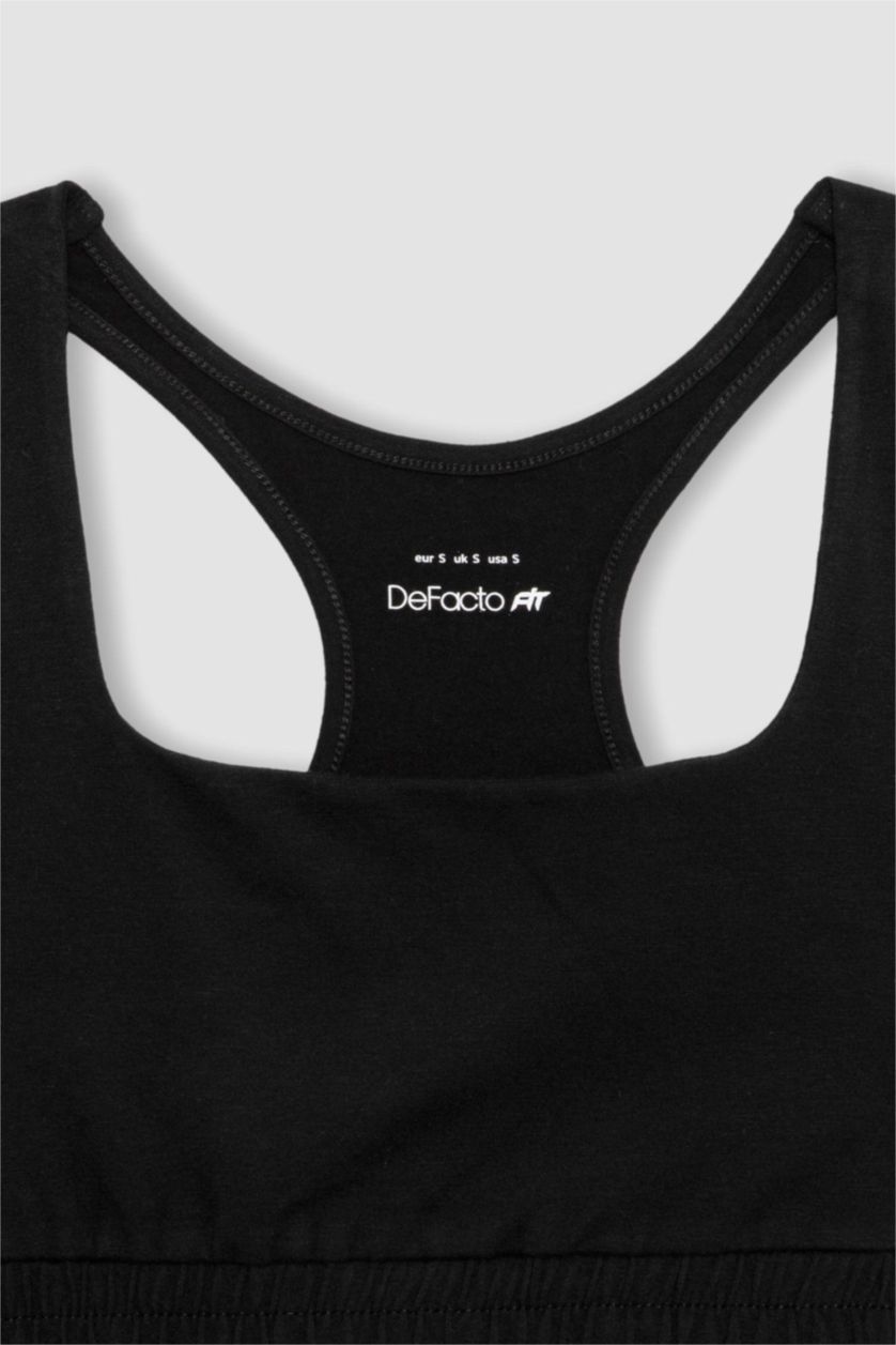 FEMME Noir Brassière de sport en coton à col rond de DeFactoFit