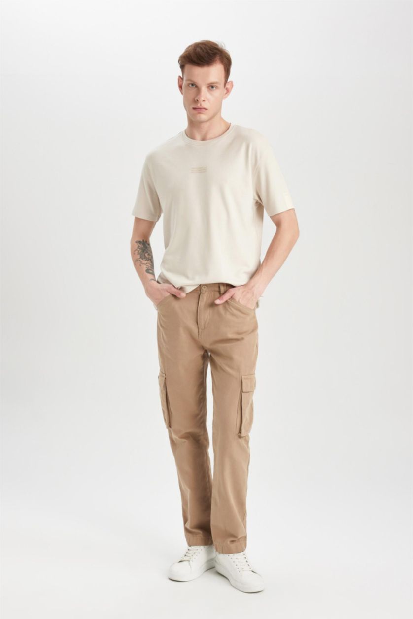 MAN Sand Regular Fit Crew Neck Printed Heavy Fabric T-Shirt