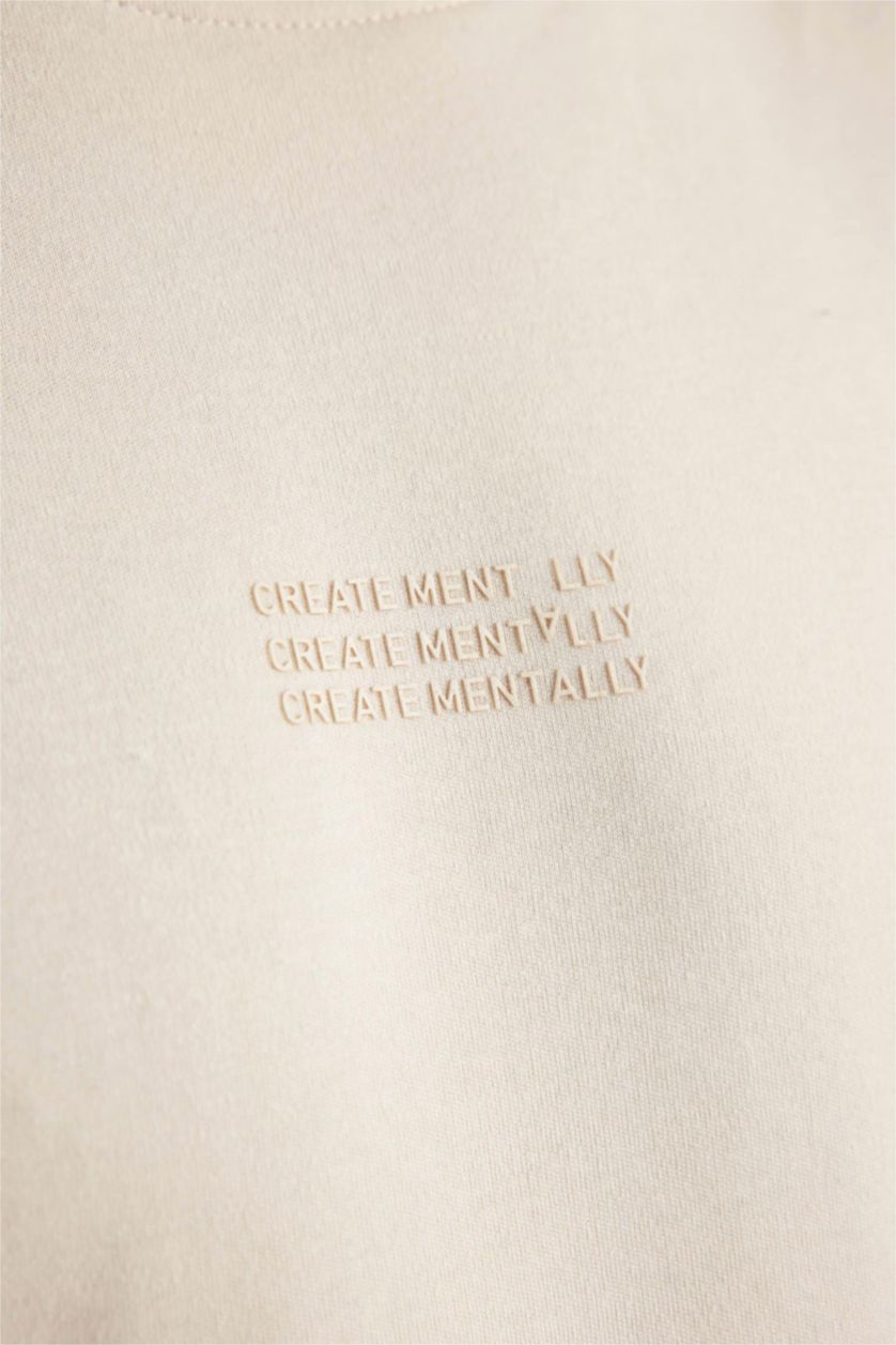 MAN Sand Regular Fit Crew Neck Printed Heavy Fabric T-Shirt