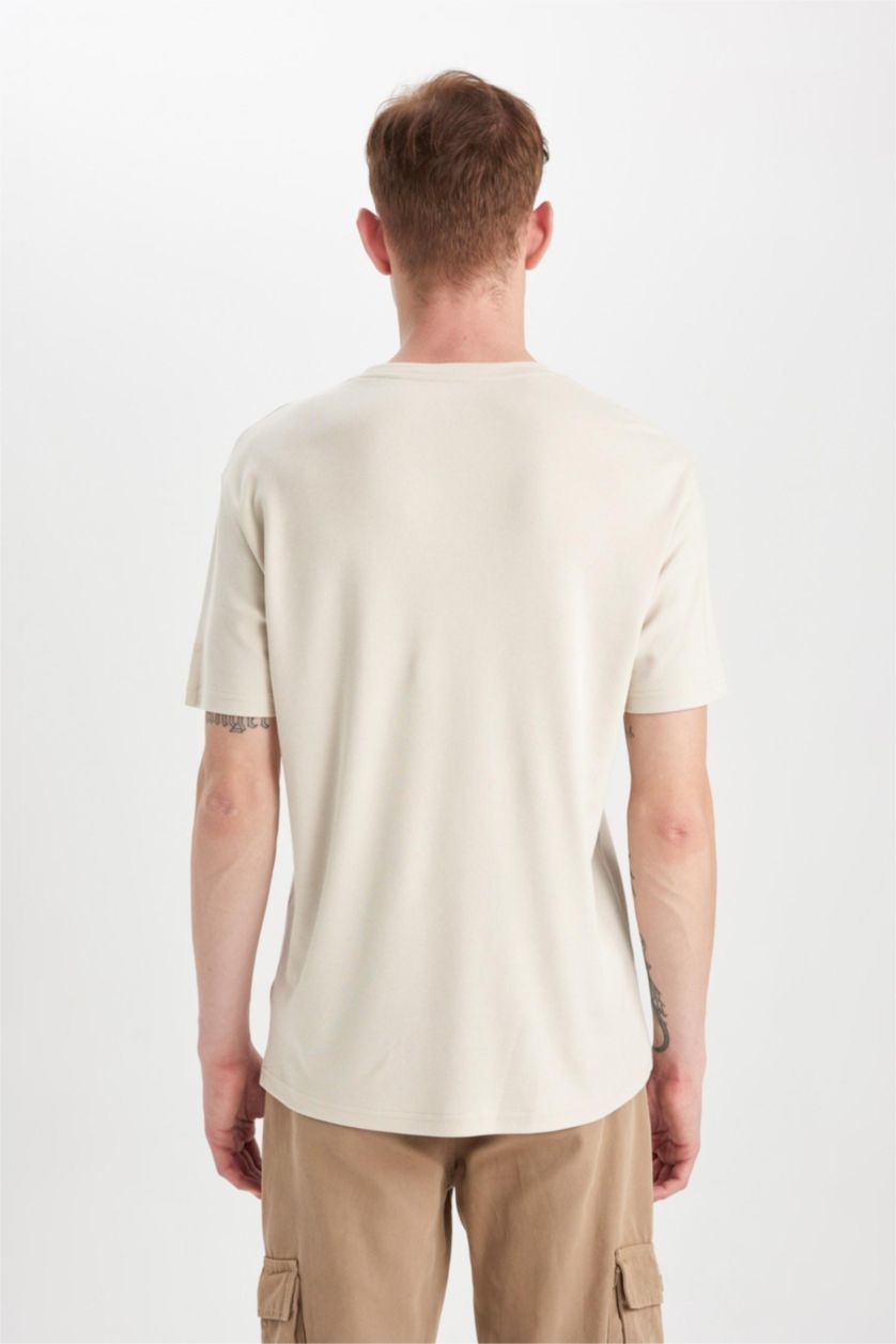 MAN Sand Regular Fit Crew Neck Printed Heavy Fabric T-Shirt