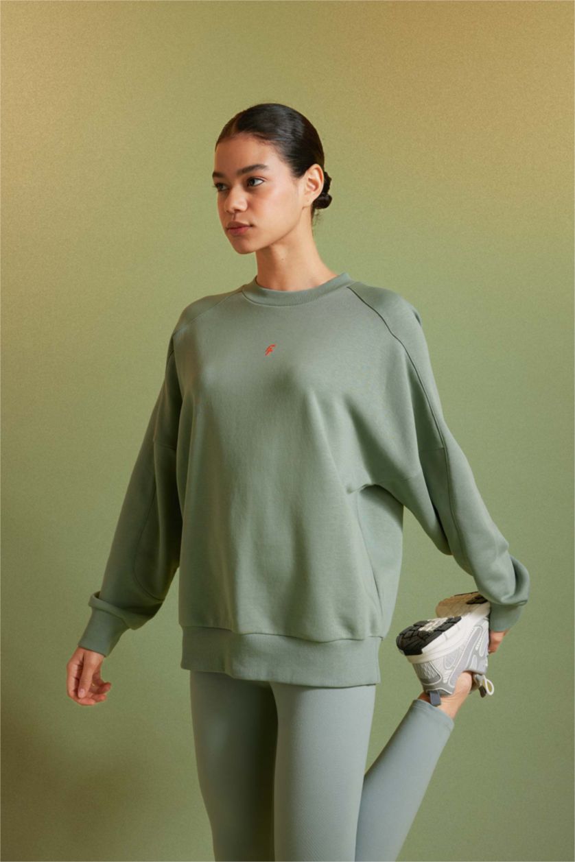 FEMME Vert Sweatshirt de Sport Oversize à Col Rond de DefactoFit