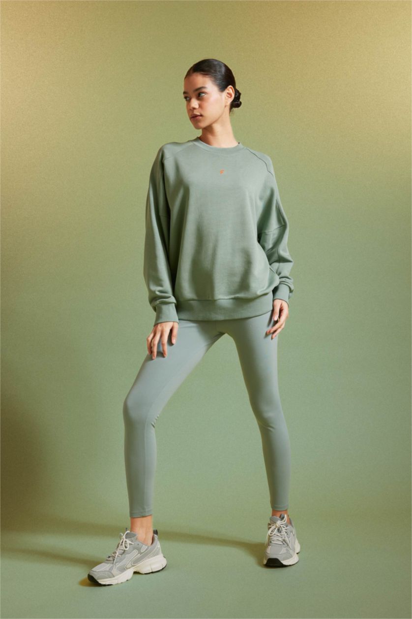 FEMME Vert Sweatshirt de Sport Oversize à Col Rond de DefactoFit