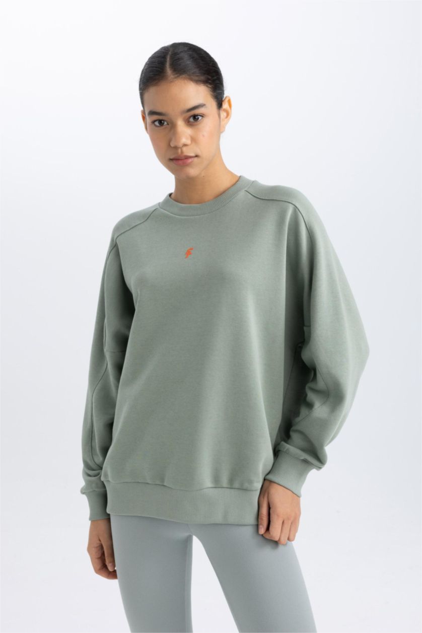FEMME Vert Sweatshirt de Sport Oversize à Col Rond de DefactoFit
