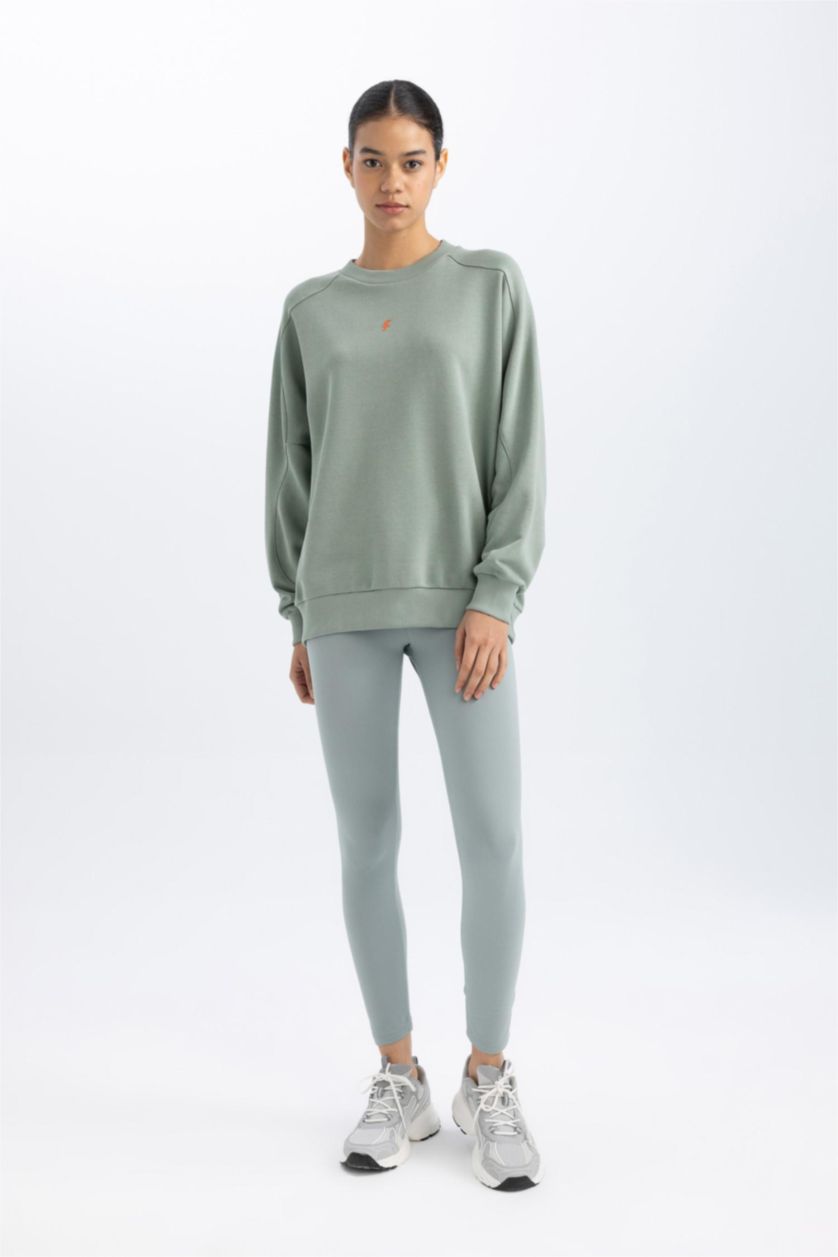 FEMME Vert Sweatshirt de Sport Oversize à Col Rond de DefactoFit