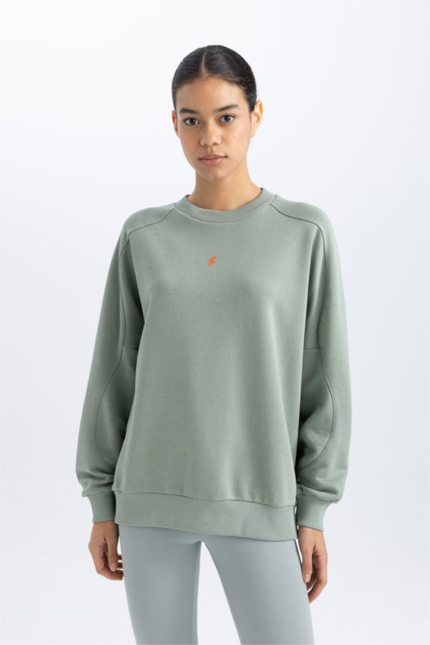 FEMME Vert Sweatshirt de Sport Oversize à Col Rond de DefactoFit
