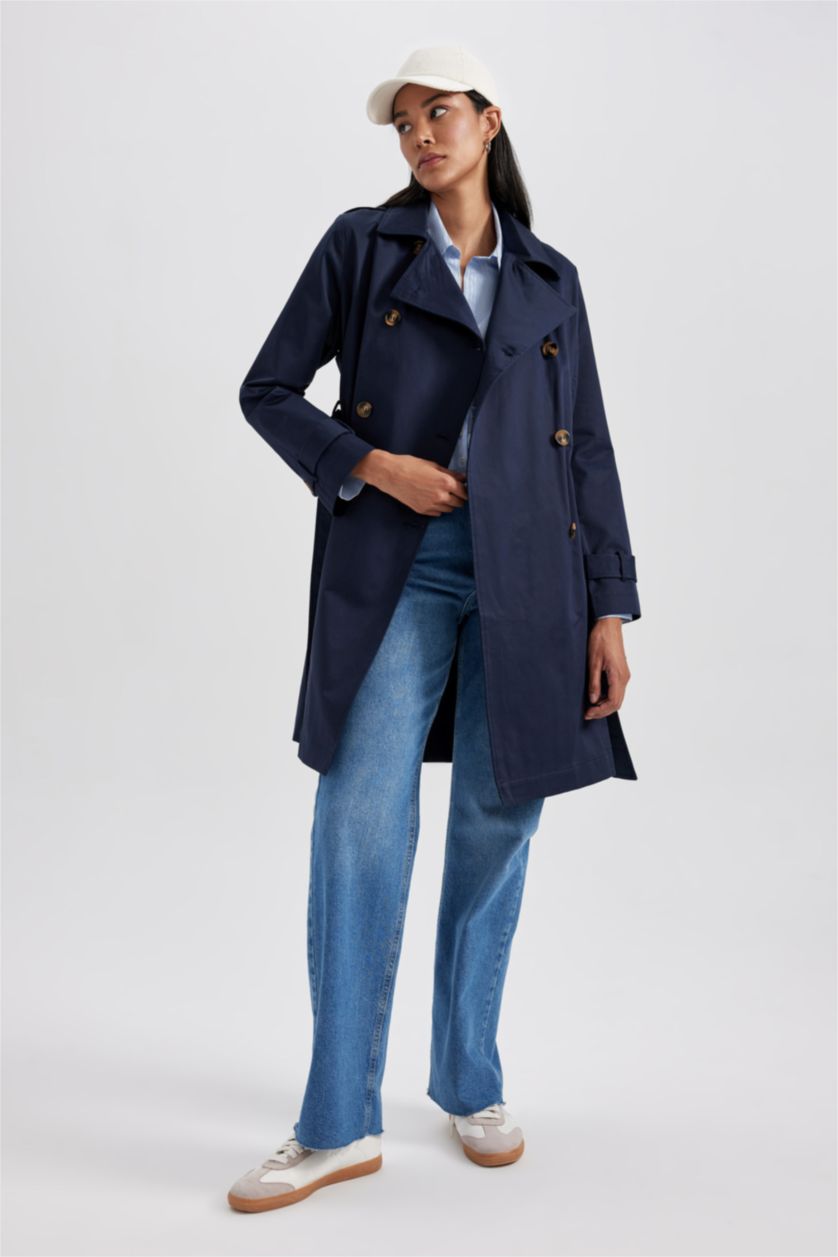 Navy Woman Trenchcoat 2936383 | DeFacto