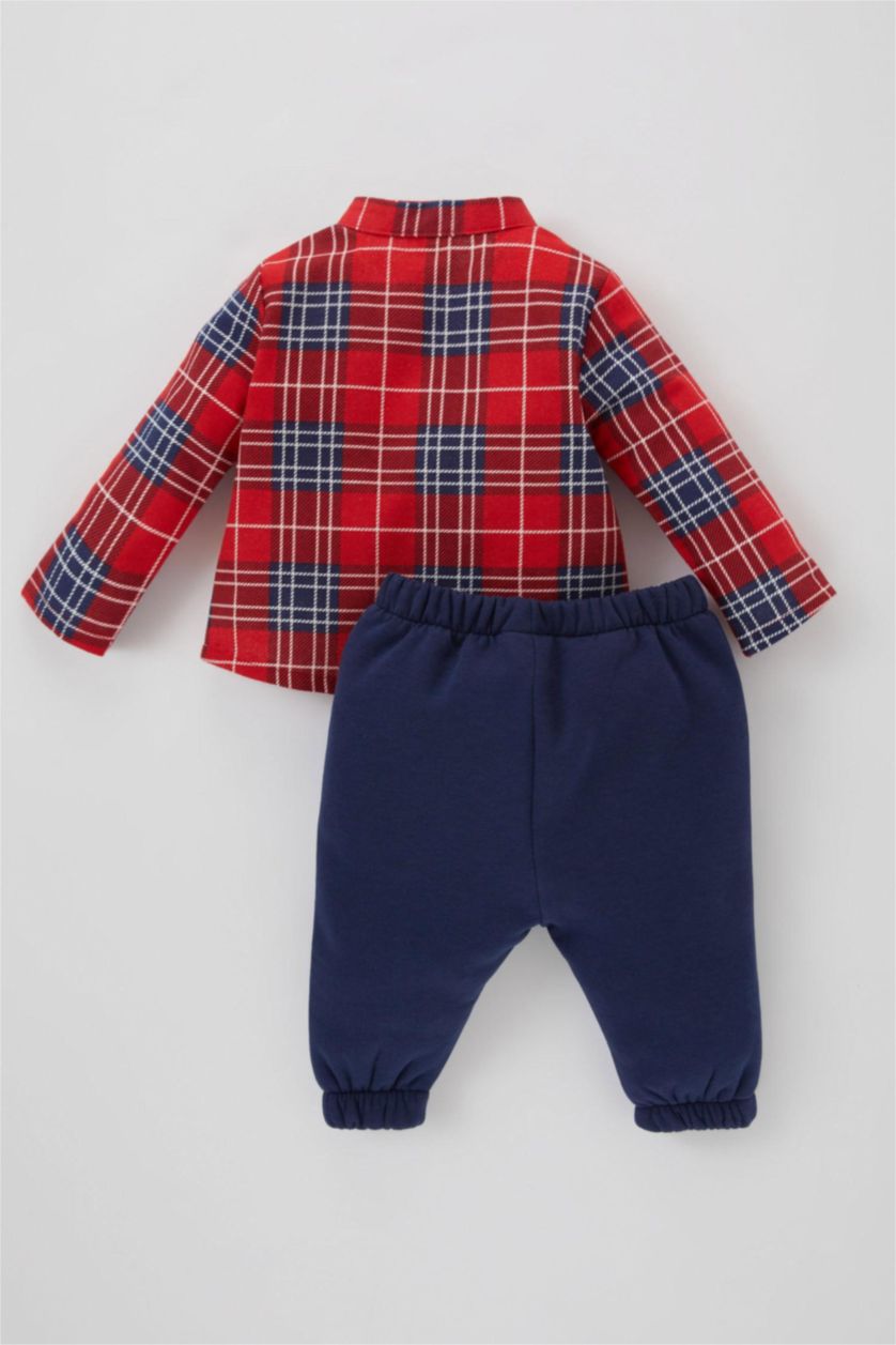 BABY GIRL NAVY Baby Boy Checkered Sweatshirt Trousers 2 Piece Set