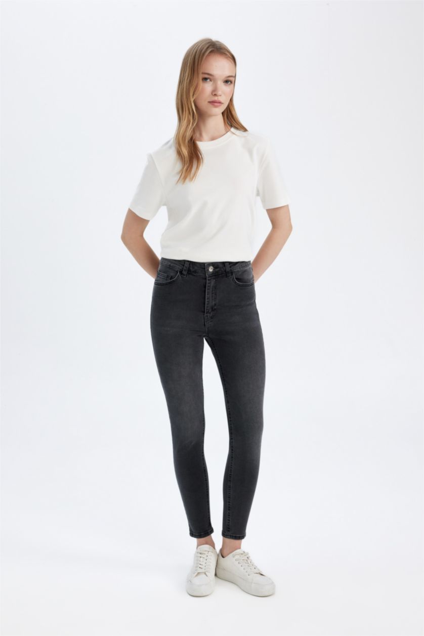 FEMME Noir Pantalon Jean Coupe Skinny
