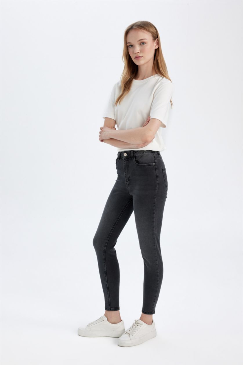 FEMME Noir Pantalon Jean Coupe Skinny