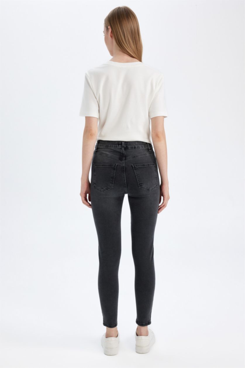 FEMME Noir Pantalon Jean Coupe Skinny