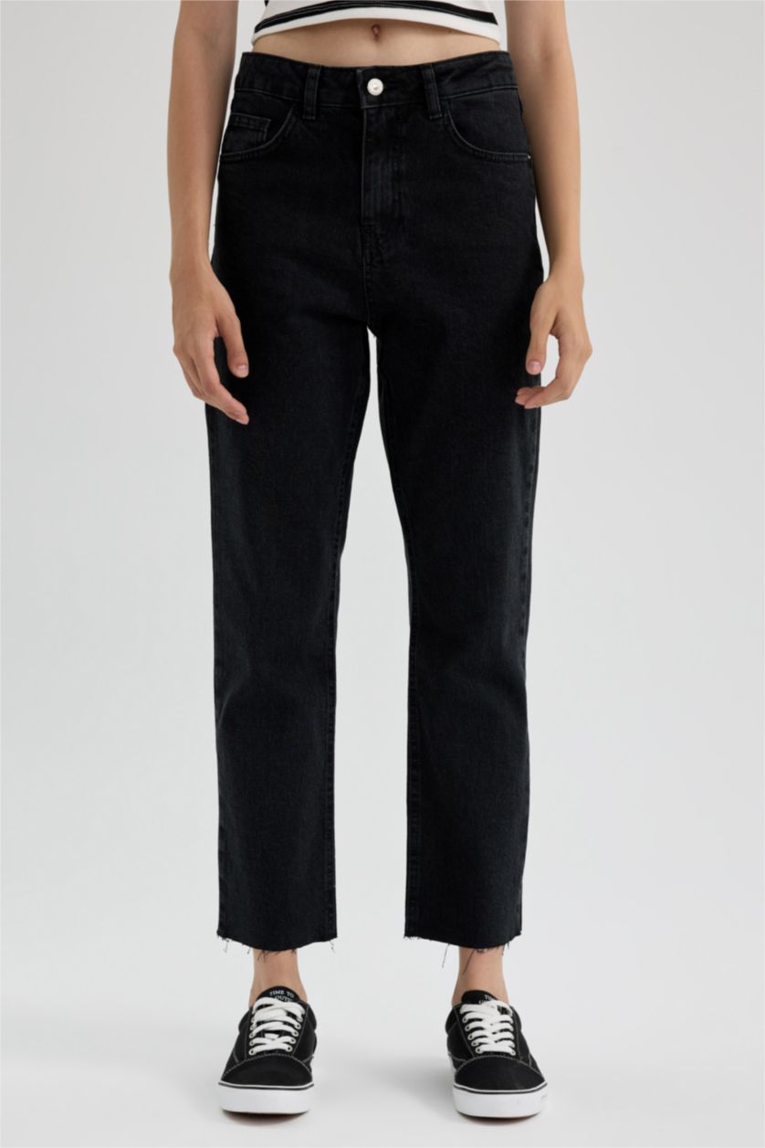 Woman Black Mary Vintage Straght Fit High Waist Jeans