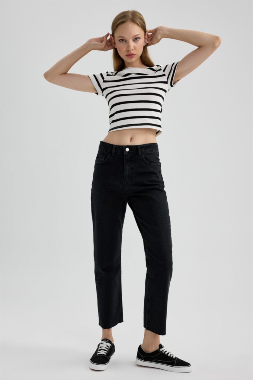 Woman Black Mary Vintage Straght Fit High Waist Jeans