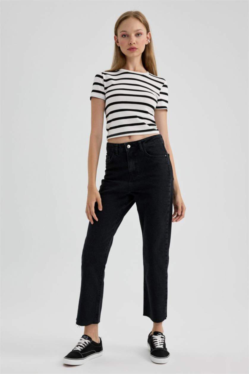 Woman Black Mary Vintage Straght Fit High Waist Jeans