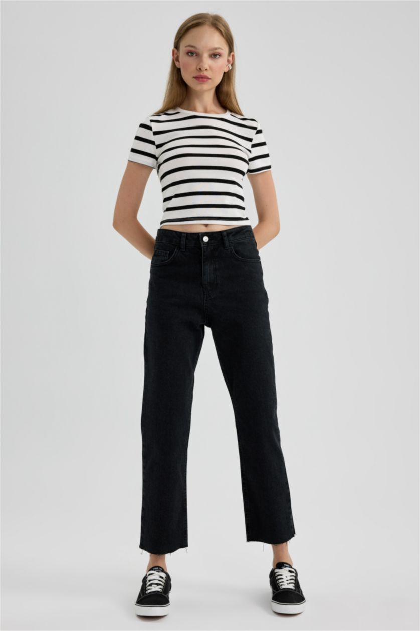 Woman Black Mary Vintage Straght Fit High Waist Jeans