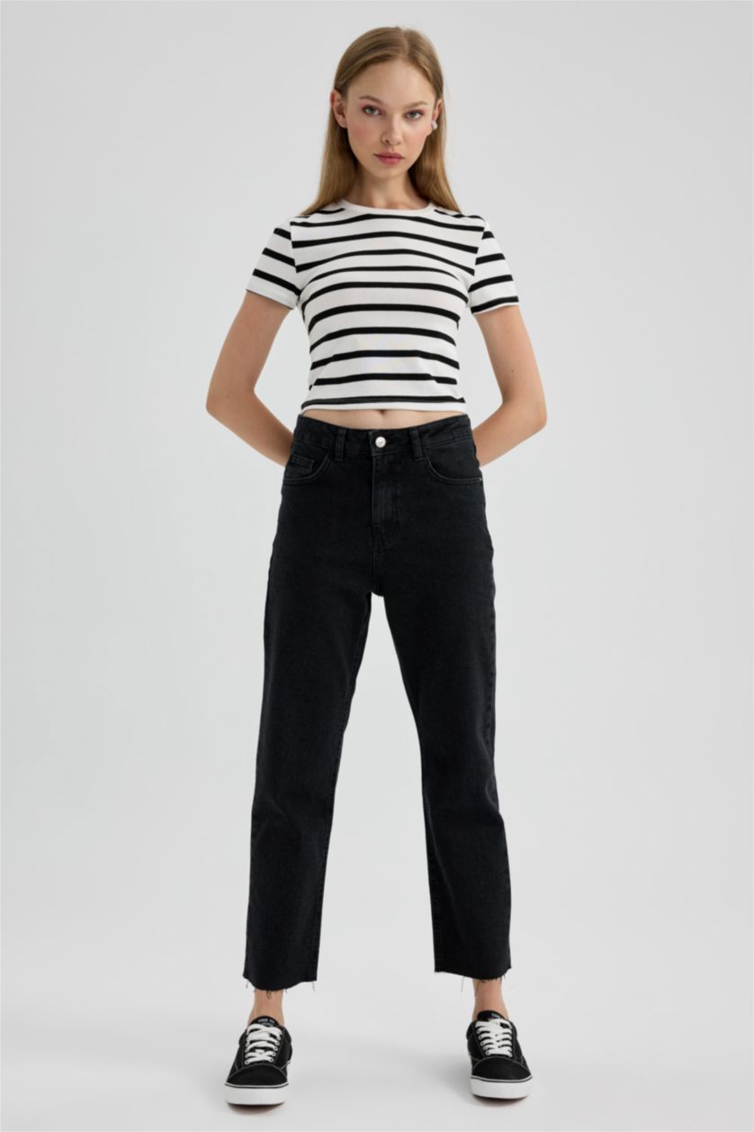 Woman Black Mary Vintage Straght Fit High Waist Jeans