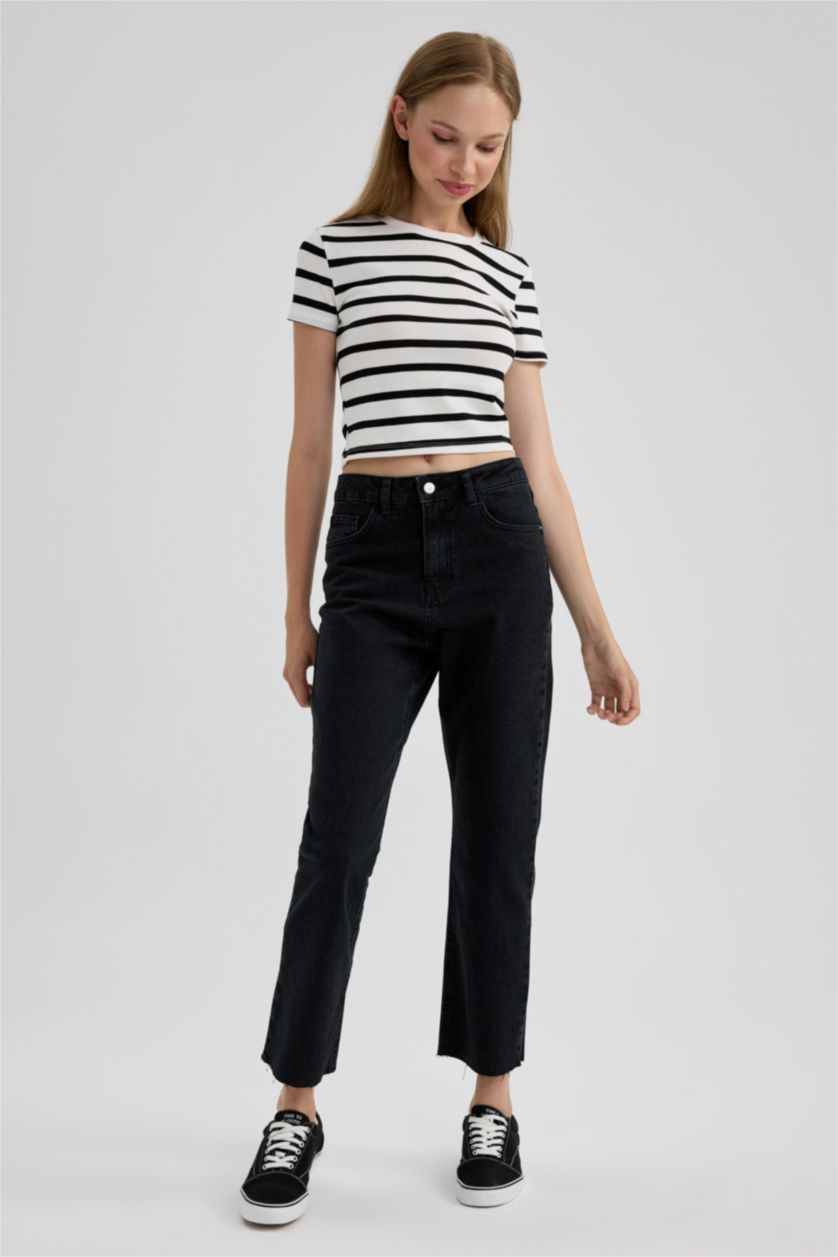 Woman Black Mary Vintage Straght Fit High Waist Jeans